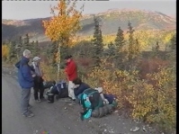 Waiting for the bus near Camp Denali